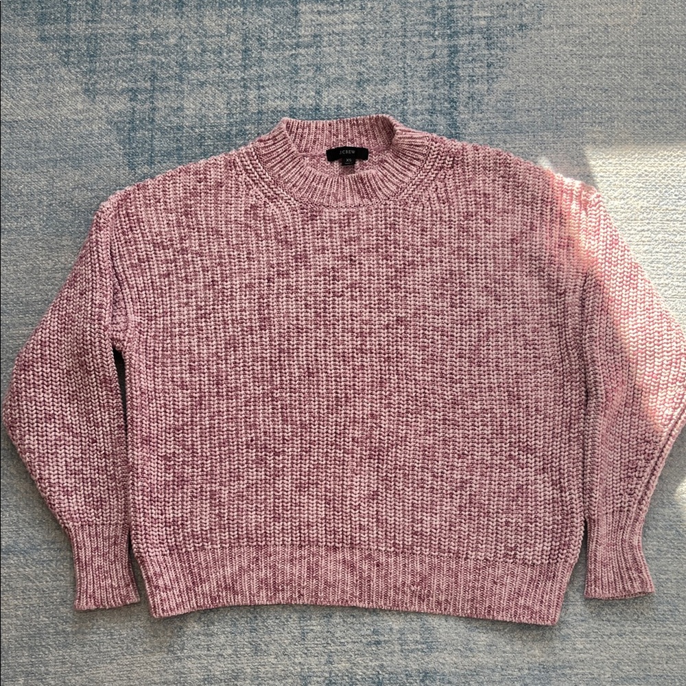 J. Crew Chunky knit Heathered Pink Crewneck Sweater